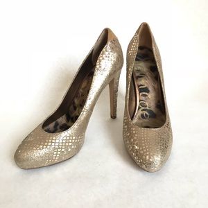 Sam Edelman Gold Yasmine Snake Skin Heels